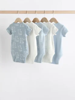 Blauw met beren - Set van 5 babyrompertjes