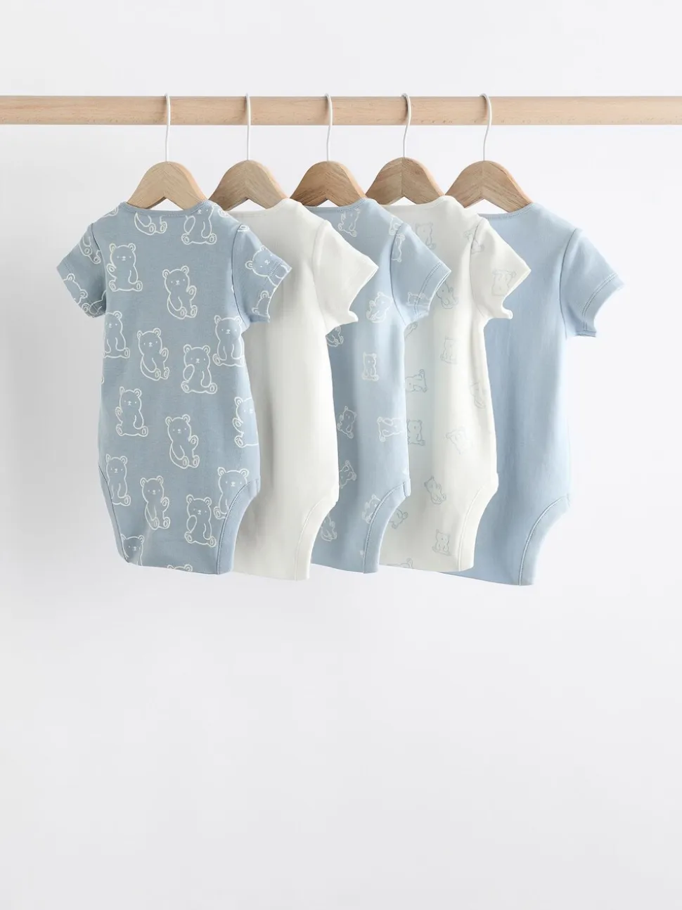 Blauw met beren - Set van 5 babyrompertjes