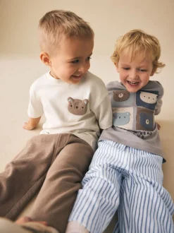 Blauw met beren - Short Sleeve T-Shirt and Lightweight Joggers 2 Pack Set (3mths-7yrs)