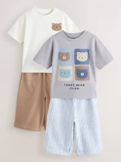 Blauw met beren - Short Sleeve T-Shirt and Lightweight Joggers 2 Pack Set (3mths-7yrs)