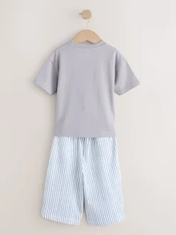 Blauw met beren - Short Sleeve T-Shirt and Lightweight Joggers 2 Pack Set (3mths-7yrs)