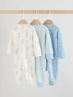 Blauw met beren - Verpakking van 3 babyslaappakjes met tweewegrits (0 mnd - 3 jr)