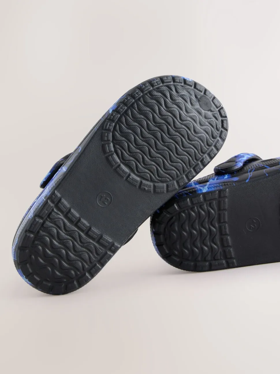 Blauw met bliksem - Warme gevoerde pantoffelklompen