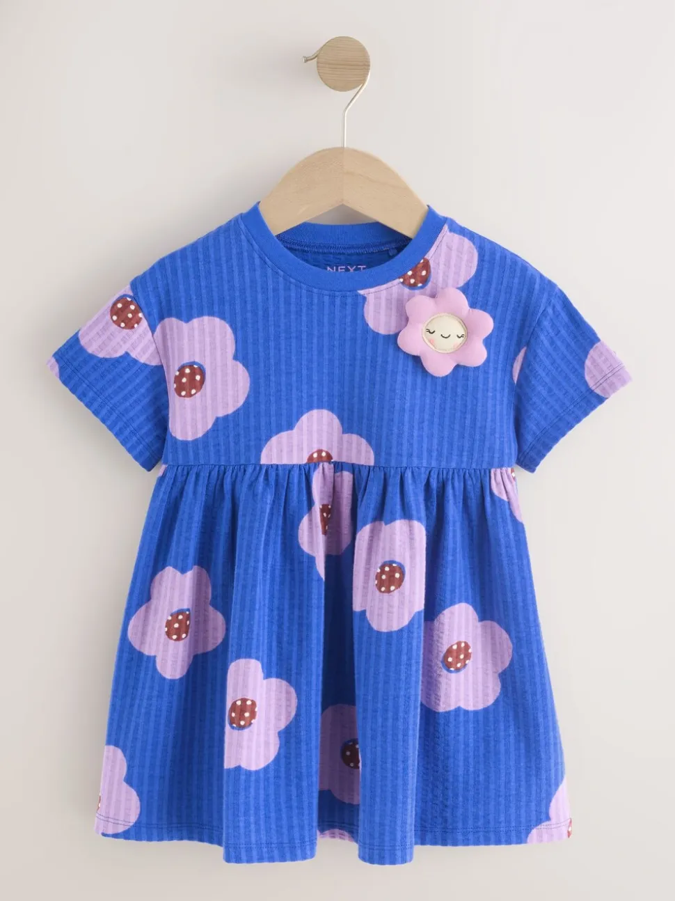 Blauw met bloemen - Jersey Dress (3mths-7yrs)