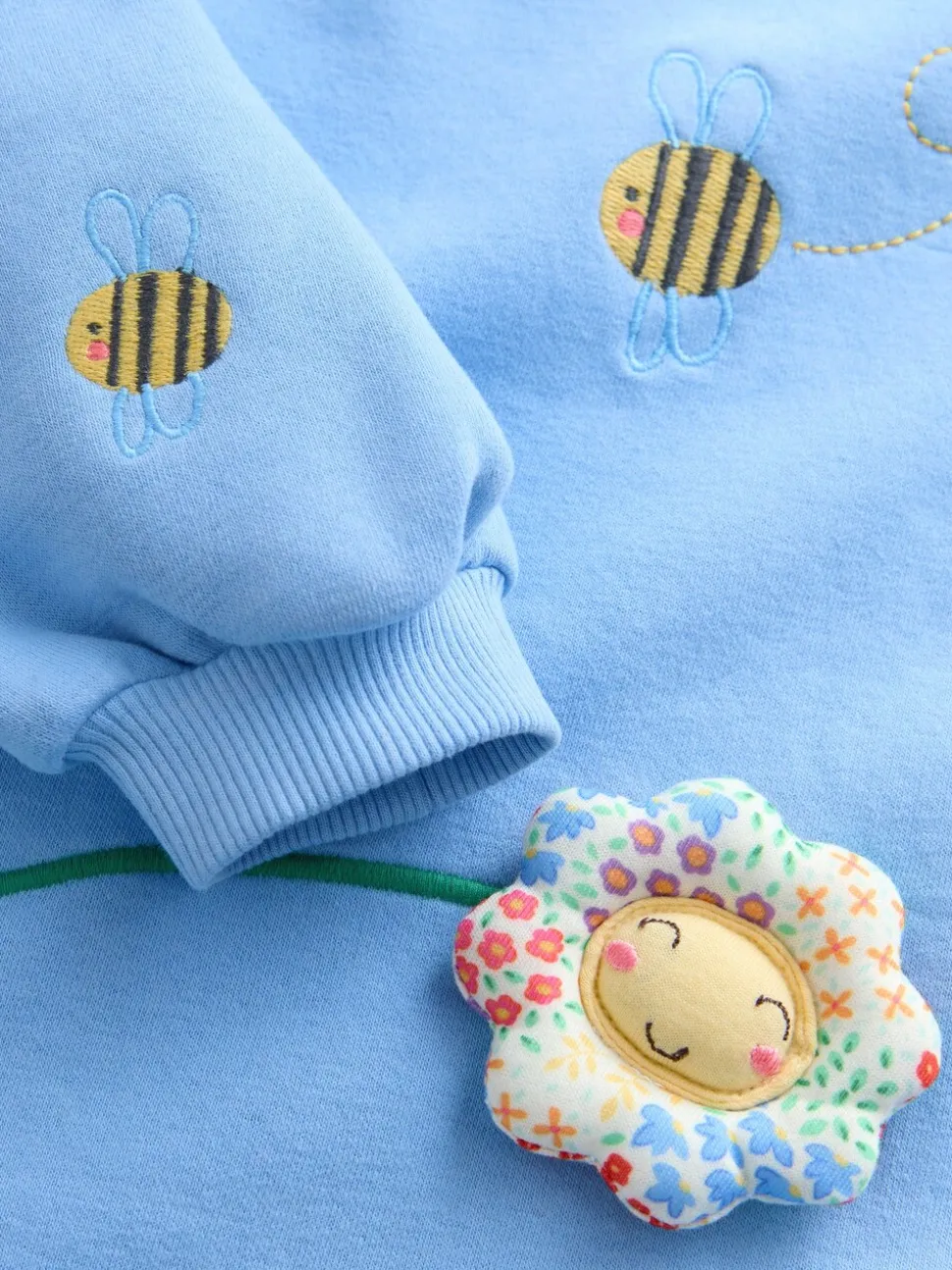 Blauw met bloemen - Relaxte sweaterjurk (3mnd-7jr)