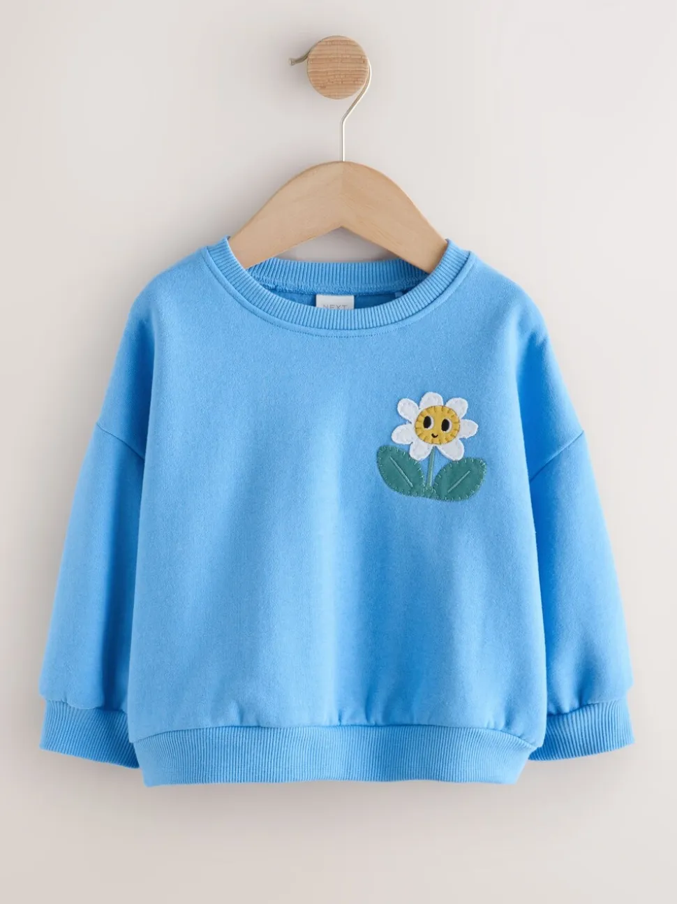 Blauw met bloemen - Sweatshirt met ronde hals (3 mnd-7 jr)