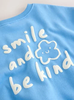 Blauw met bloemen - Sweatshirt met ronde hals (3 mnd-7 jr)