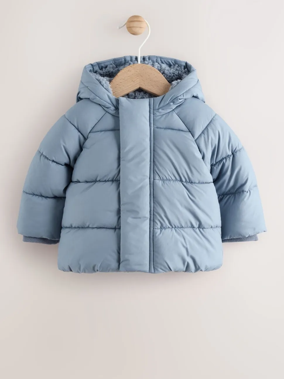 Blauw met capuchon - Baby pufferjack (0mnd -2jr)