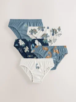 Blauw met dinosaurus - 100% katoenen bedrukte onderbroeken set van 5 (1.5-10jr)