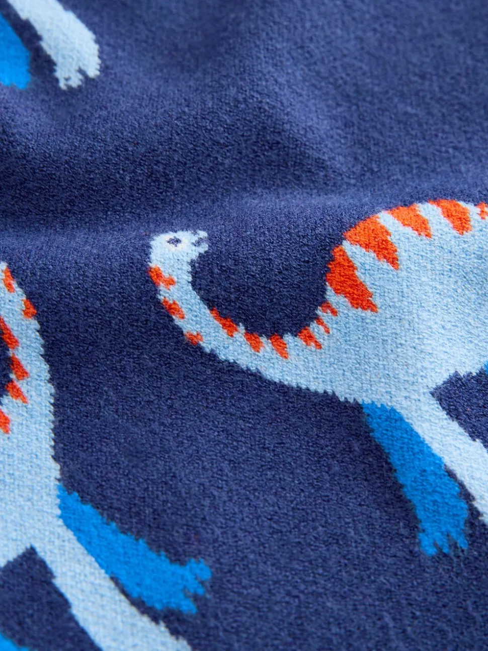 Blauw met dinosaurus - Gebreide trui met ronde hals (3 mnd - 7 jr)