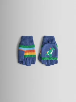 Blauw met dinosaurus - JoJo Maman Bébé - Wanten met fleecevoering