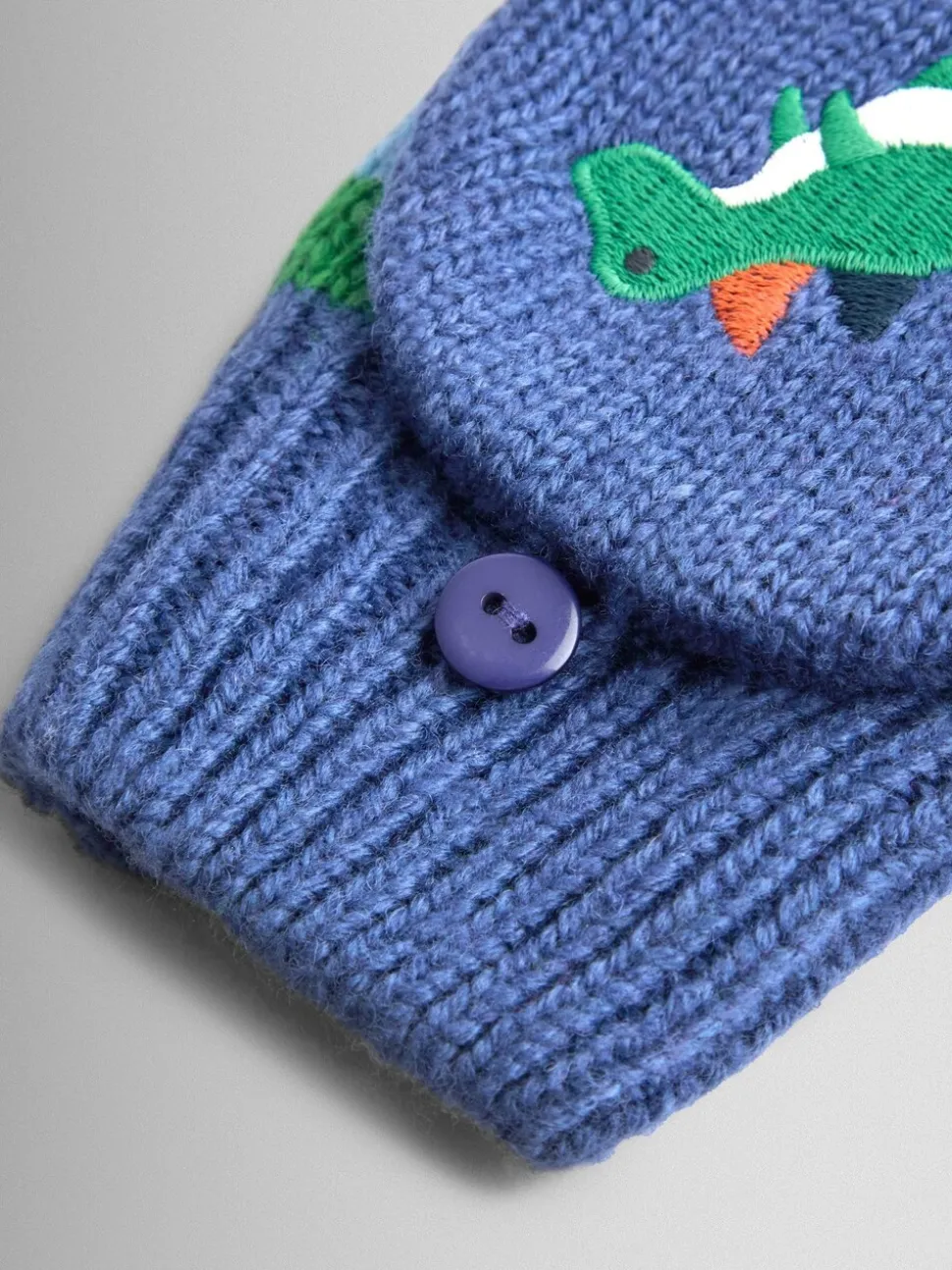 Blauw met dinosaurus - JoJo Maman Bébé - Wanten met fleecevoering