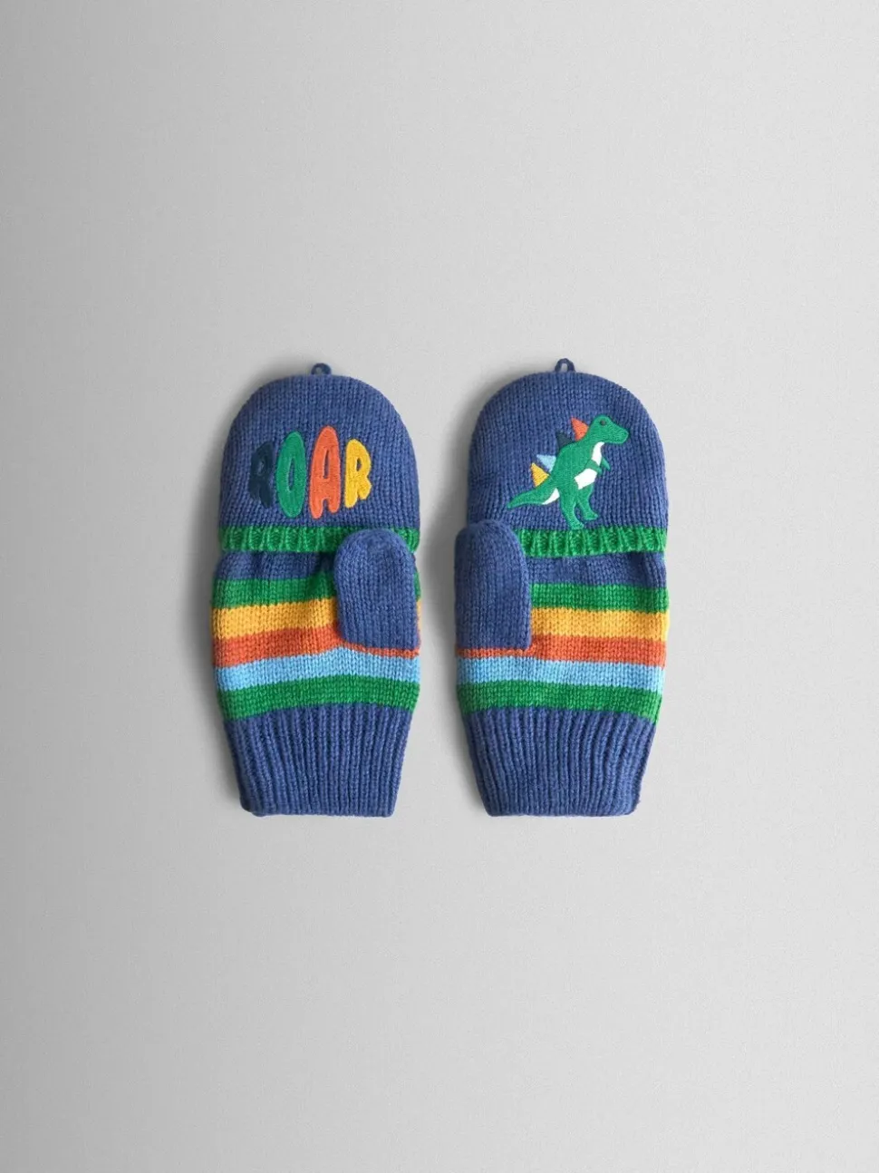 Blauw met dinosaurus - JoJo Maman Bébé - Wanten met fleecevoering