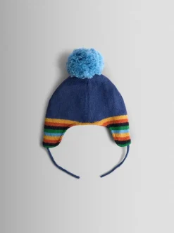 Blauw met dinosaurus - JoJo Maman Bébé Cosy Pom Pom Rib Hat