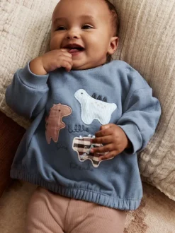 Blauw met dinosaurus - Set met baby-sweatshirt en legging (0mnd-3jr)
