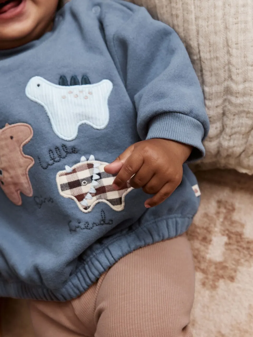 Blauw met dinosaurus - Set met baby-sweatshirt en legging (0mnd-3jr)