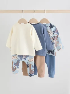 Blauw met dinosaurus - Tops en Leggings 6 -delige babyset (0mnd-3jr)