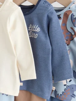 Blauw met dinosaurus - Tops en Leggings 6 -delige babyset (0mnd-3jr)