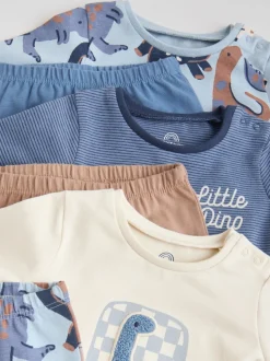 Blauw met dinosaurus - Tops en Leggings 6 -delige babyset (0mnd-3jr)