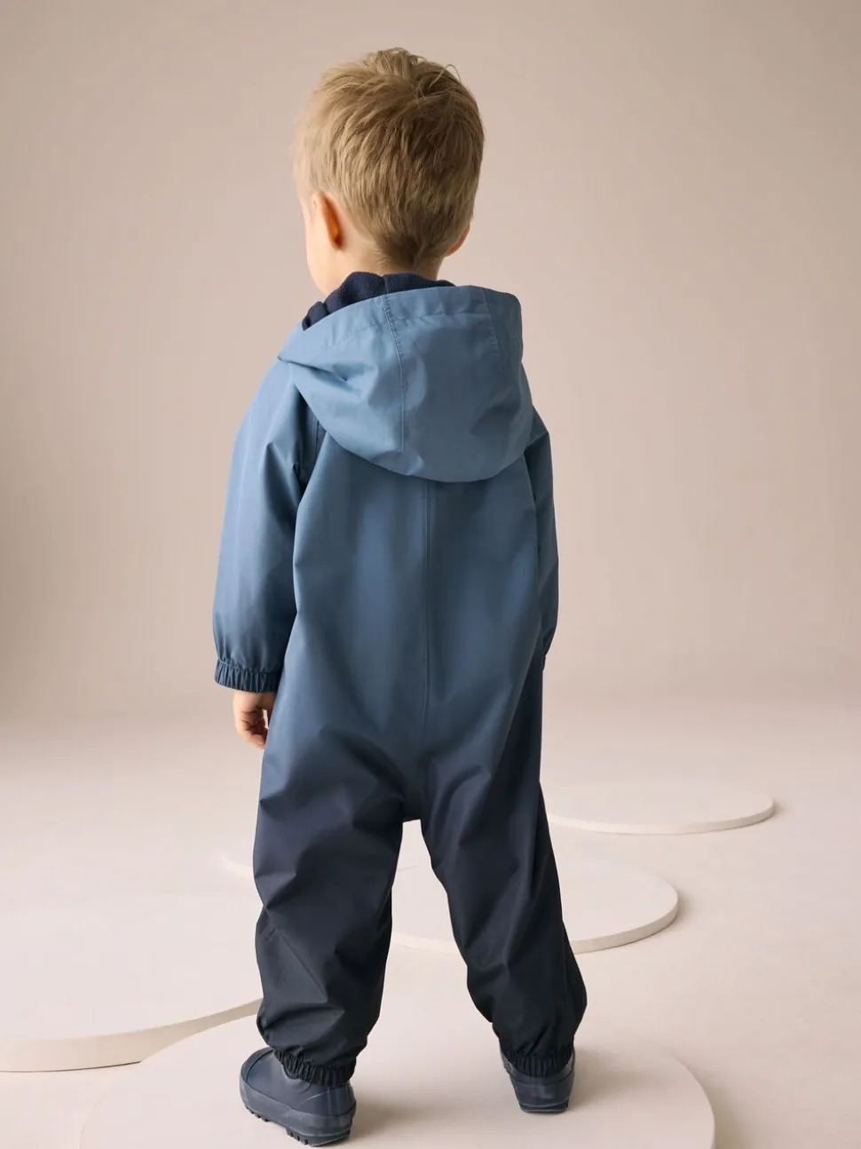 Blauw met dip dye - Waterdicht regenpak met fleecevoering (3 mnd-7 jr)