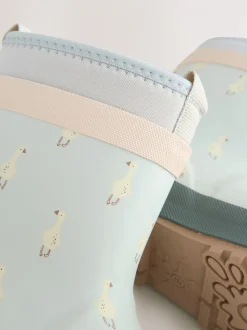 Blauw met eend - Neoprene Lined Cuff Wellies