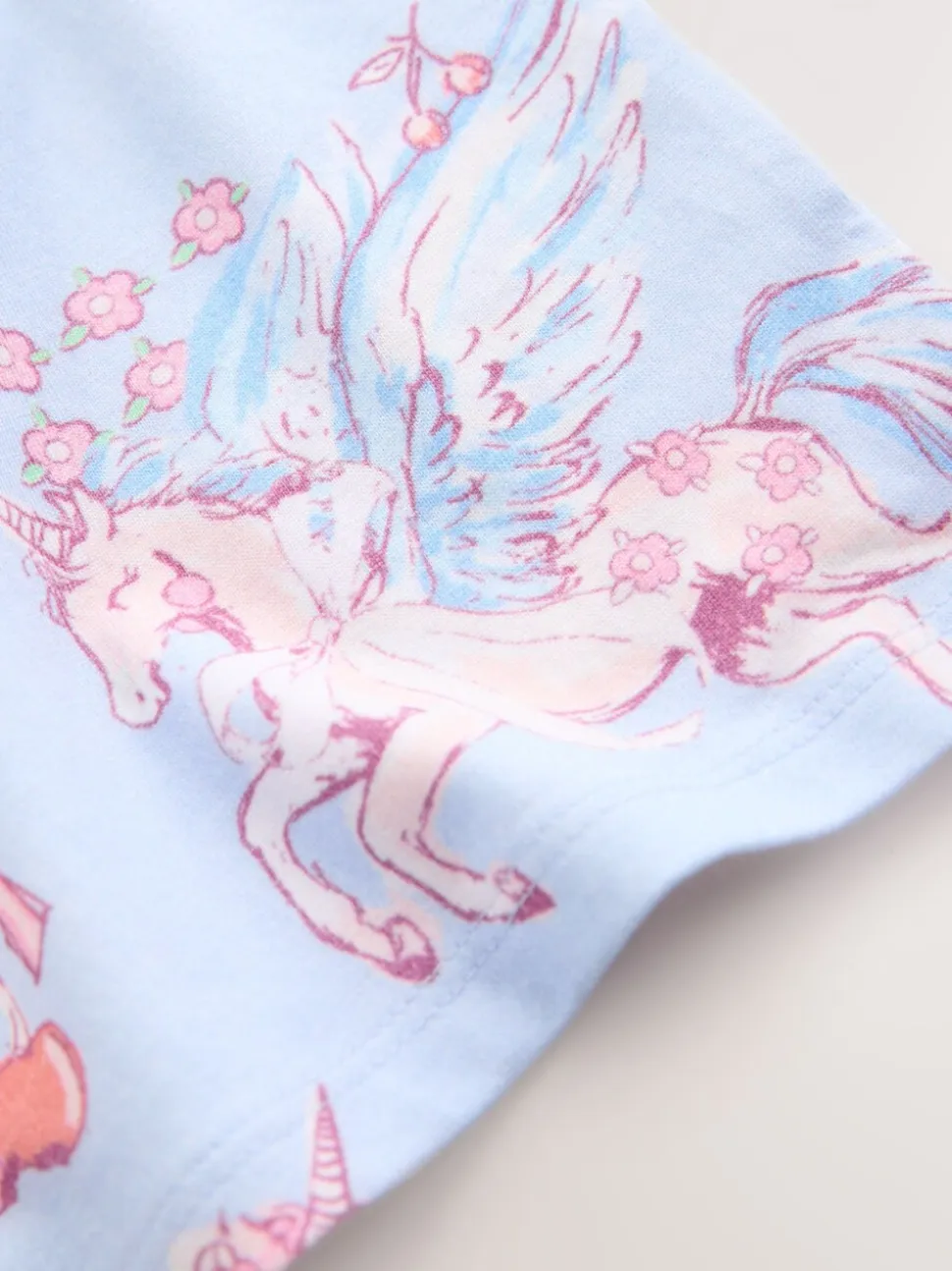 Blauw met eenhoornprint - T-shirt (3-16 jr)