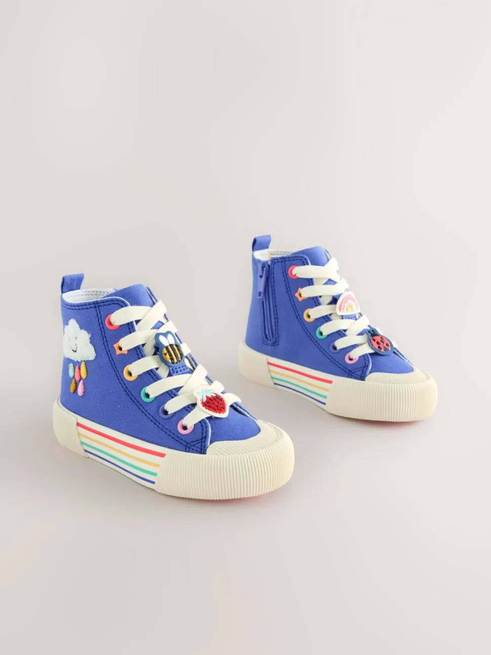Blauw met figuurapplicatie - Hoge sneakers