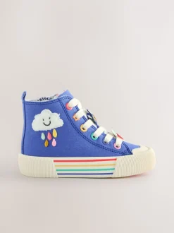 Blauw met figuurapplicatie - Hoge sneakers