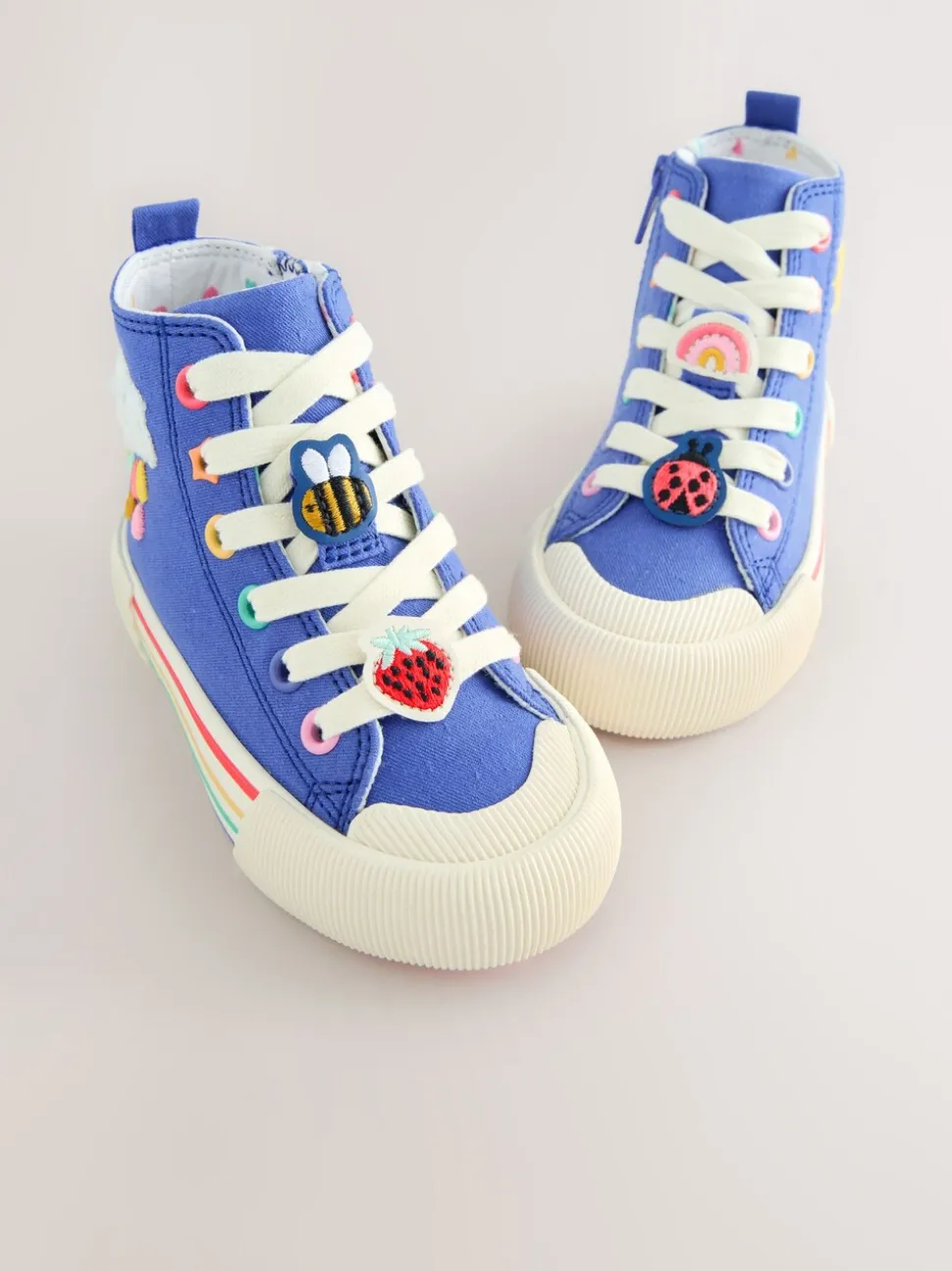 Blauw met figuurapplicatie - Hoge sneakers