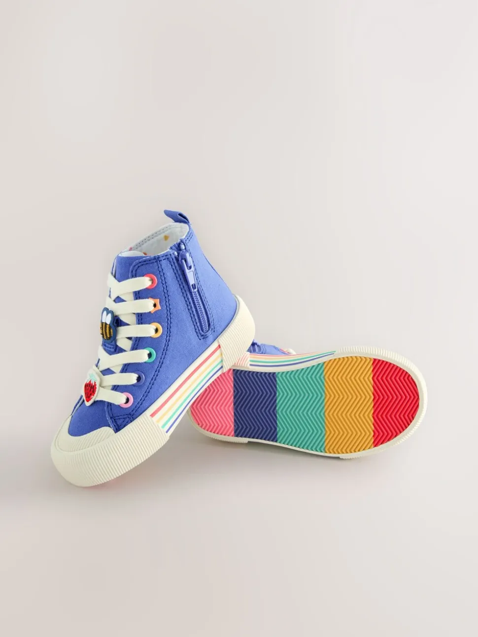 Blauw met figuurapplicatie - Hoge sneakers
