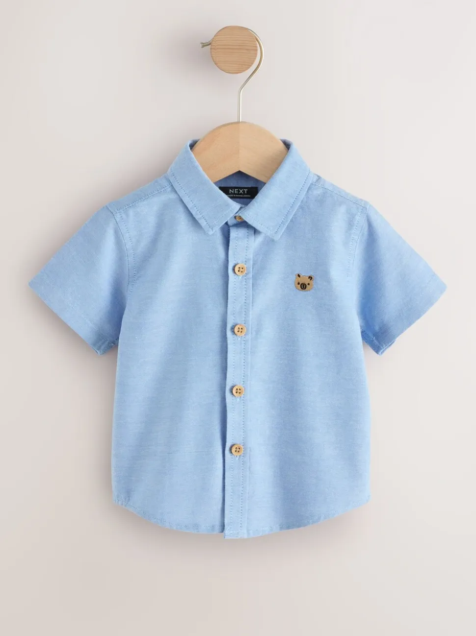 Blauw met figuurtjes - Oxford-overhemd met lange mouwen (3 mnd-7 jr)