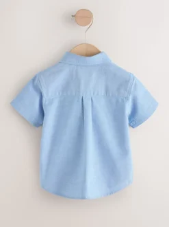 Blauw met figuurtjes - Oxford-overhemd met lange mouwen (3 mnd-7 jr)
