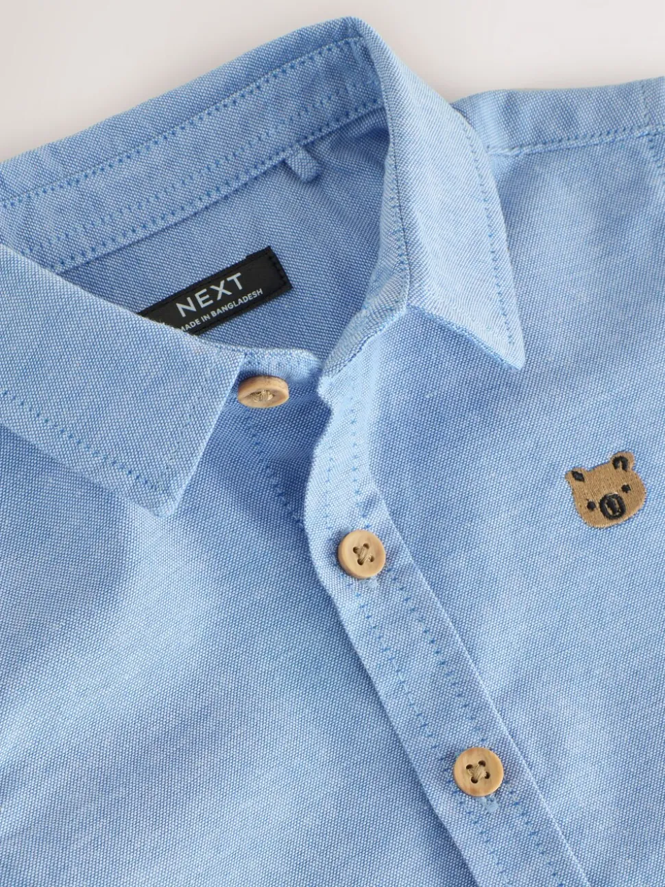 Blauw met figuurtjes - Oxford-overhemd met lange mouwen (3 mnd-7 jr)