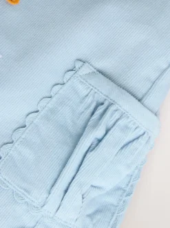 Blauw met figuurtjes - Set van corduroy pinafore, bodysuit met lange mouwen en maillot voor baby's (0mnd-2jr)