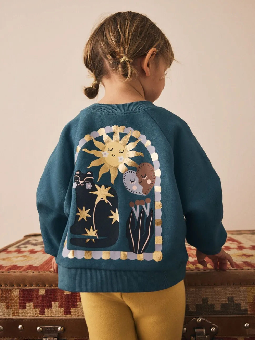 Blauw met hemellichamen - Sweatshirt met ronde hals (3 mnd-7 jr)