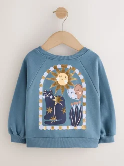 Blauw met hemellichamen - Sweatshirt met ronde hals (3 mnd-7 jr)