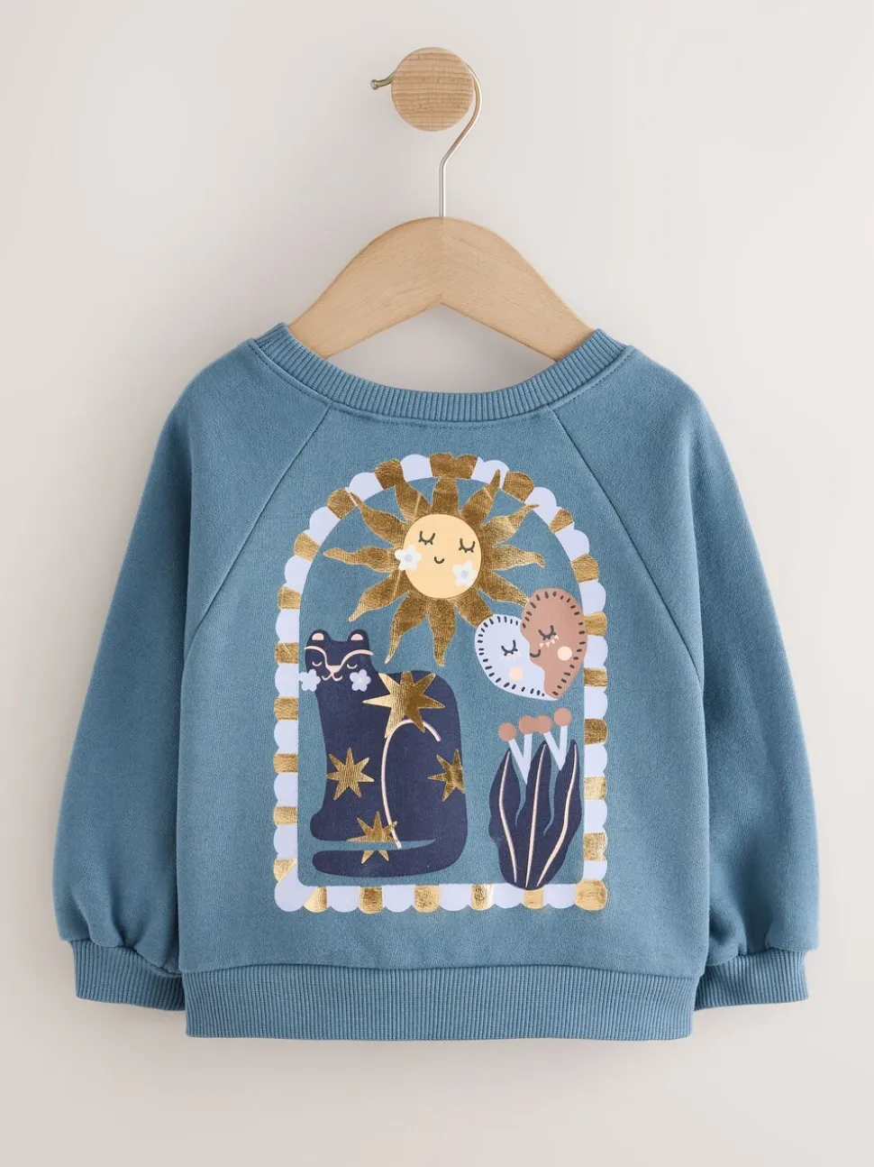 Blauw met hemellichamen - Sweatshirt met ronde hals (3 mnd-7 jr)
