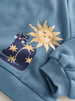 Blauw met hemellichamen - Sweatshirt met ronde hals (3 mnd-7 jr)