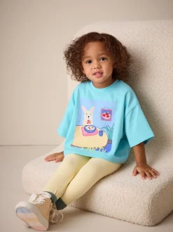 Blauw met hond - T-shirt met korte mouwen (3 mnd-7 jr)