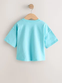 Blauw met hond - T-shirt met korte mouwen (3 mnd-7 jr)