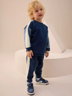 Blauw met kleurvlakken - Set met sweatshirt en joggingbroek (3mnd -7jr)