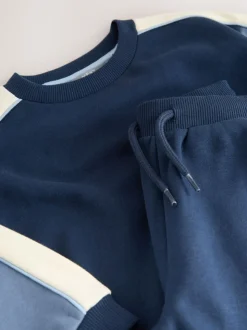 Blauw met kleurvlakken - Set met sweatshirt en joggingbroek (3mnd -7jr)