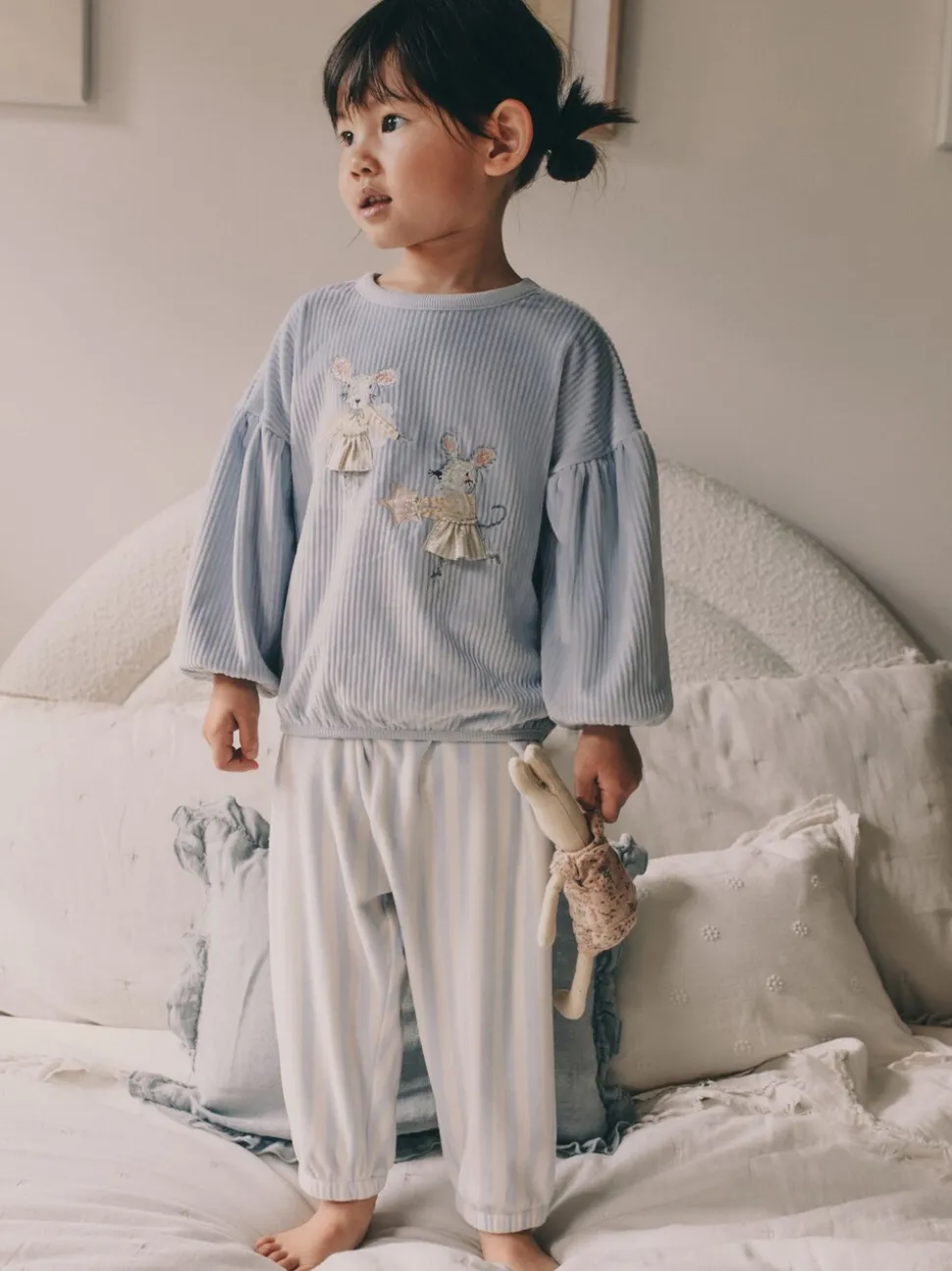 Blauw met muis - Behaaglijke fleece pyjama (9 mnd-10 jr)
