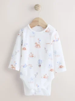 Blauw met olifantenprint - Baby Velours bretelbroeken en Bodysuit Set (0mths-3yrs)