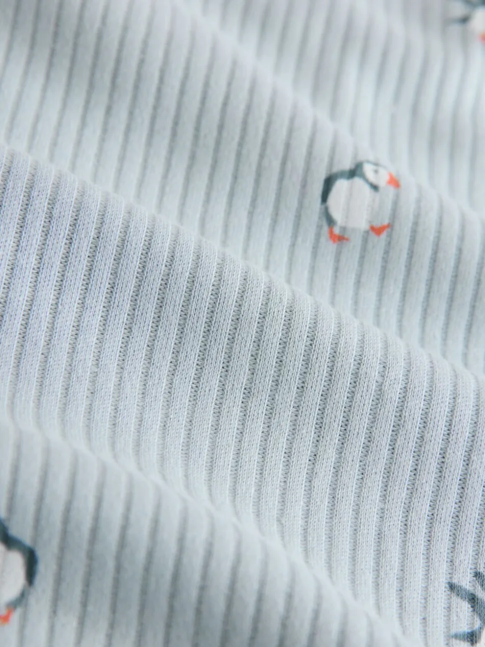 Blauw met papegaaiduiker - Geribbelde pyjama met lange mouwen