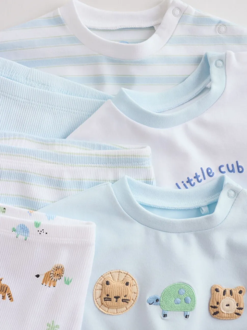 Blauw met safariprint - Baby Top & Leggings 6 Piece Set (0mths-3yrs)