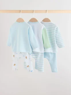 Blauw met safariprint - Baby Top & Leggings 6 Piece Set (0mths-3yrs)