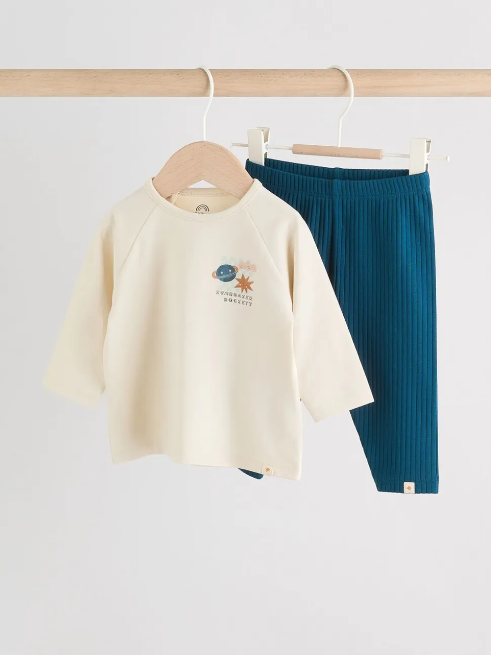 Blauw met space - Babyset van top en Leggings 2 -delig (0mnd-3jr)