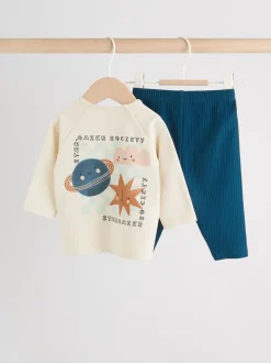 Blauw met space - Babyset van top en Leggings 2 -delig (0mnd-3jr)