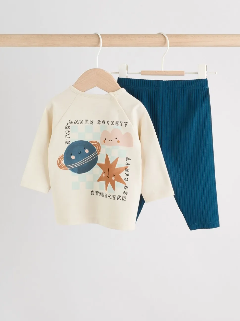 Blauw met space - Babyset van top en Leggings 2 -delig (0mnd-3jr)
